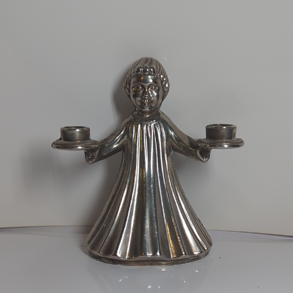 Vintage Italian Pewter Choir Boy/Girl Candle Holder